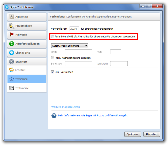 Skype configuration